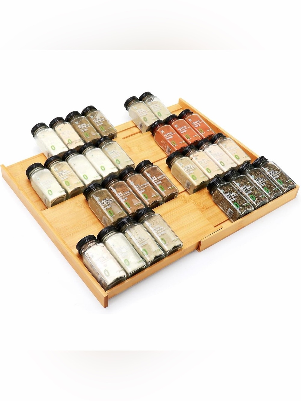 Expandable Bamboo Spice Drawer Organizer - Natural Bamboo